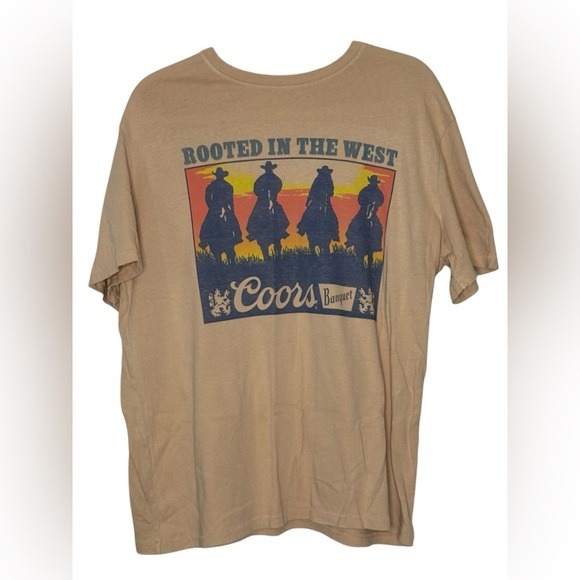 Coors Rooted in the West Junk Food Clothing Graphic Tee in Tan Unisex L XL - Picture 2 of 5